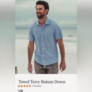(new) The Normal Brand - Towel Terry Button Down - size Large - Sky Blue - NWOT